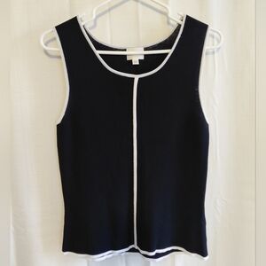 Cleo Black Tank Top with White Trim
